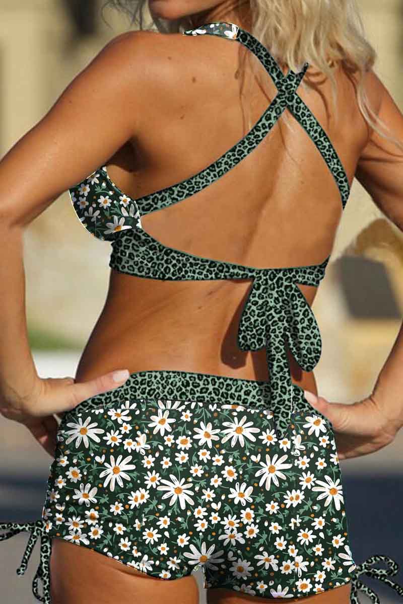 🔥Floral Print Top Pants Two Piece Swimwear