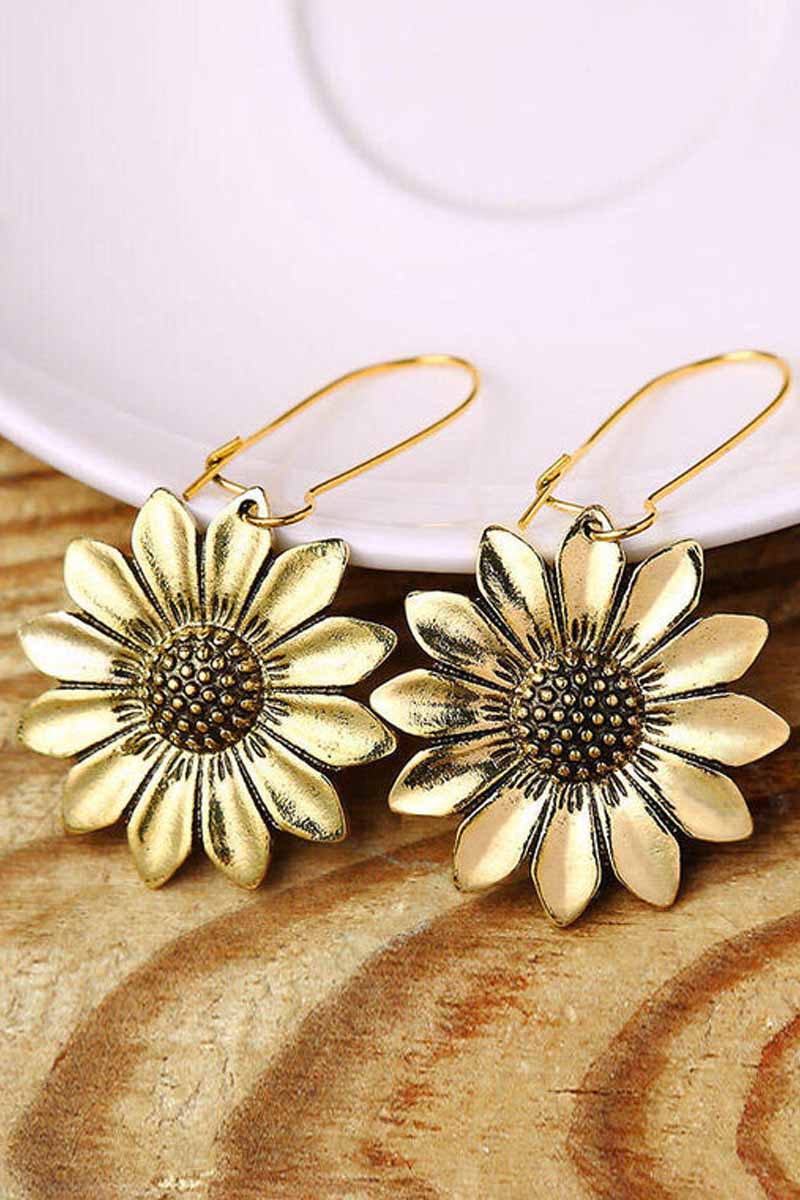 Vintage Sunflower Alloy Earrings