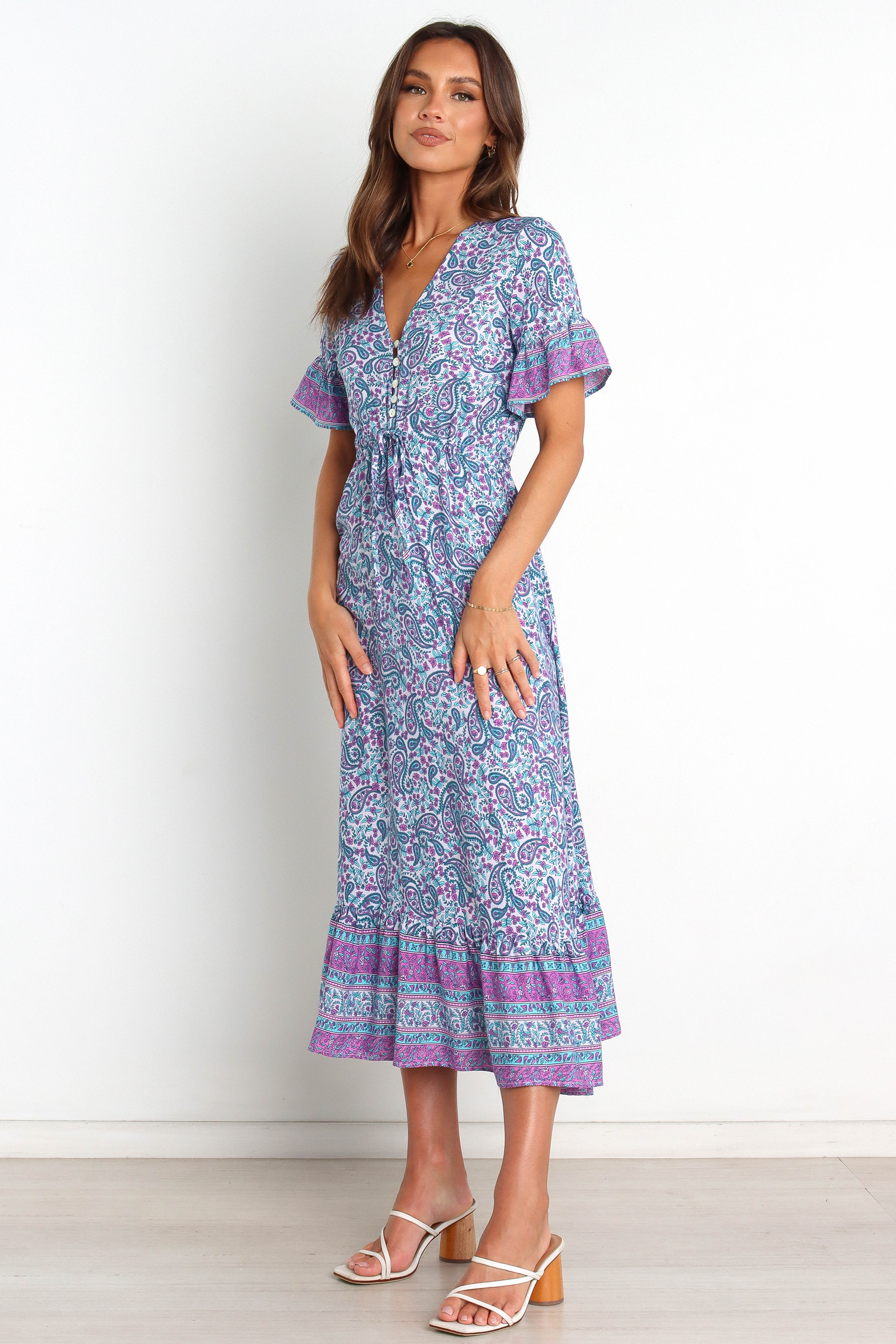 Women Summer Daily V Neck Printed Loose Short A Line Dress