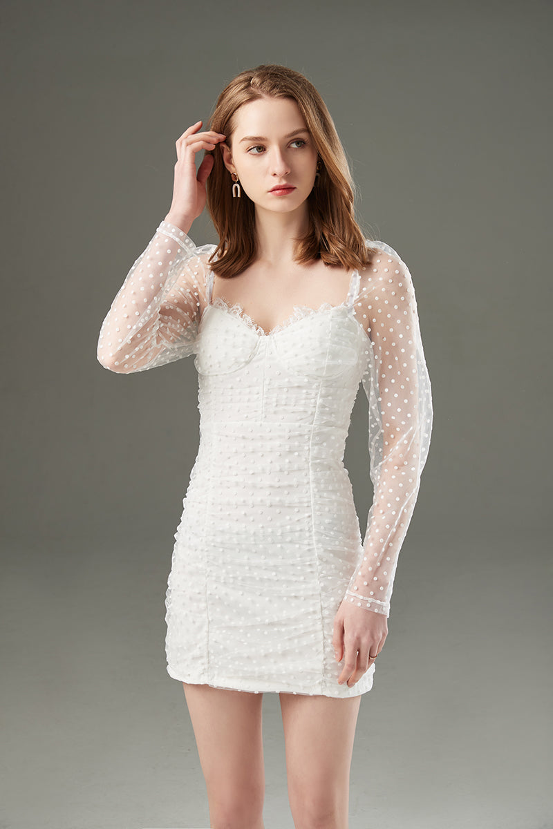 Women Spring Fall Daily Solid Lace Short Dress