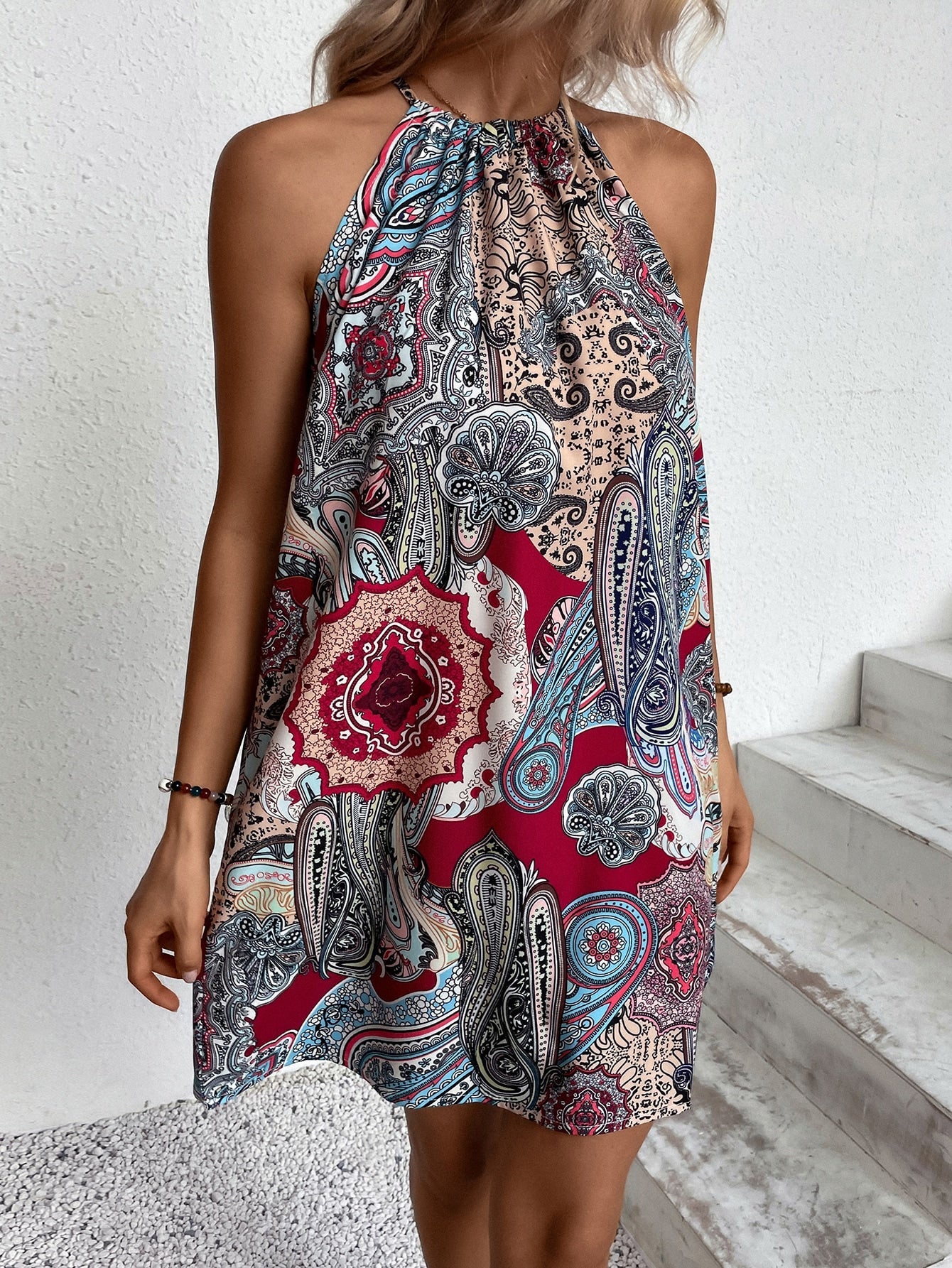 Women Summer Elegant Vacation Print A Line Dress