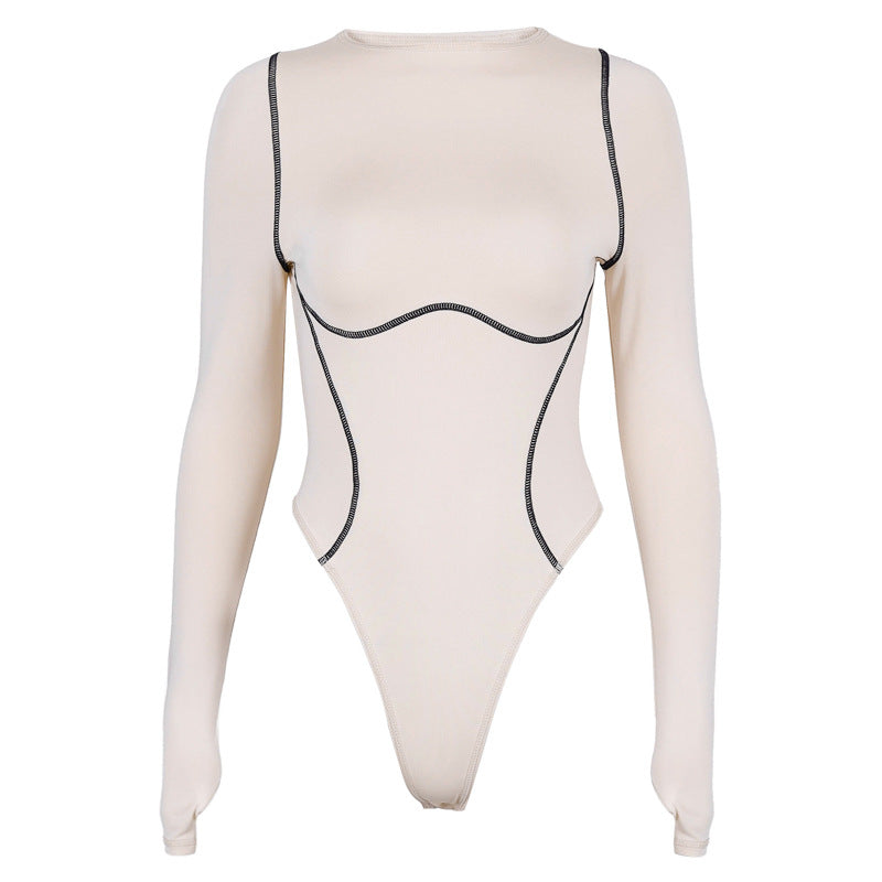 Women Clothing Long Sleeve Round Neck Seamless Bodysuits