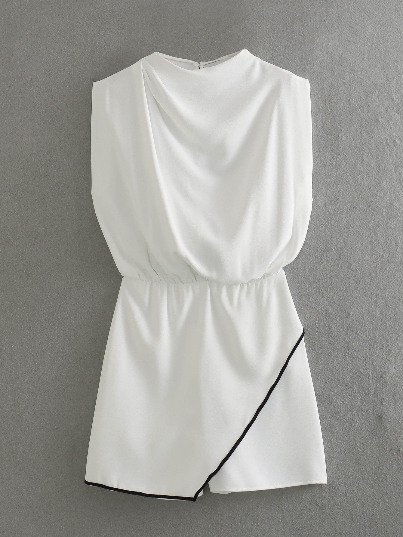 Summer Solid Color Round Neck Sleeveless Slim Fit Pullover Women Dress White