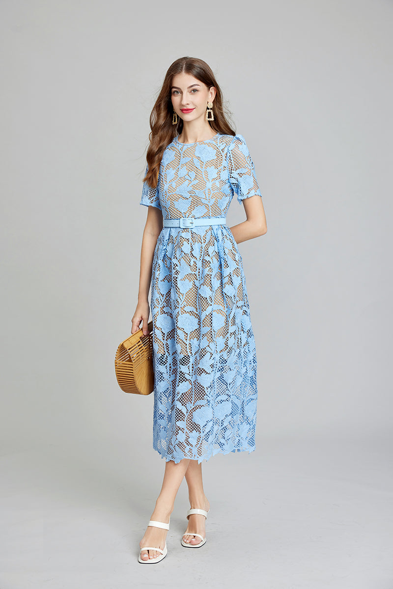 Women Summer Solid Lace Daily Elegant A Line Maxi Dress