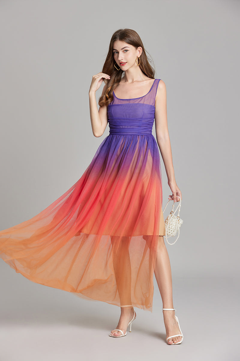 Women Summer Ombre Sleeveless A Line Maxi Dress