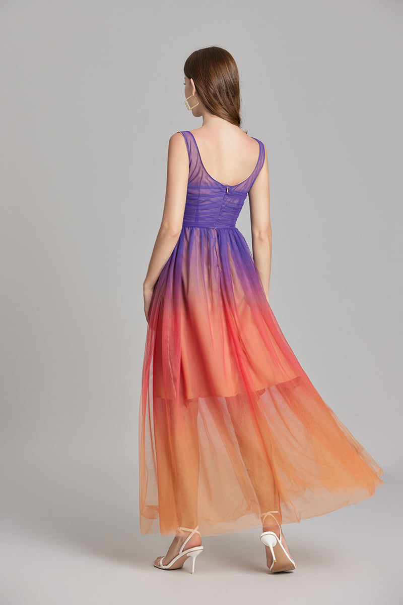 Women Summer Ombre Sleeveless A Line Maxi Dress