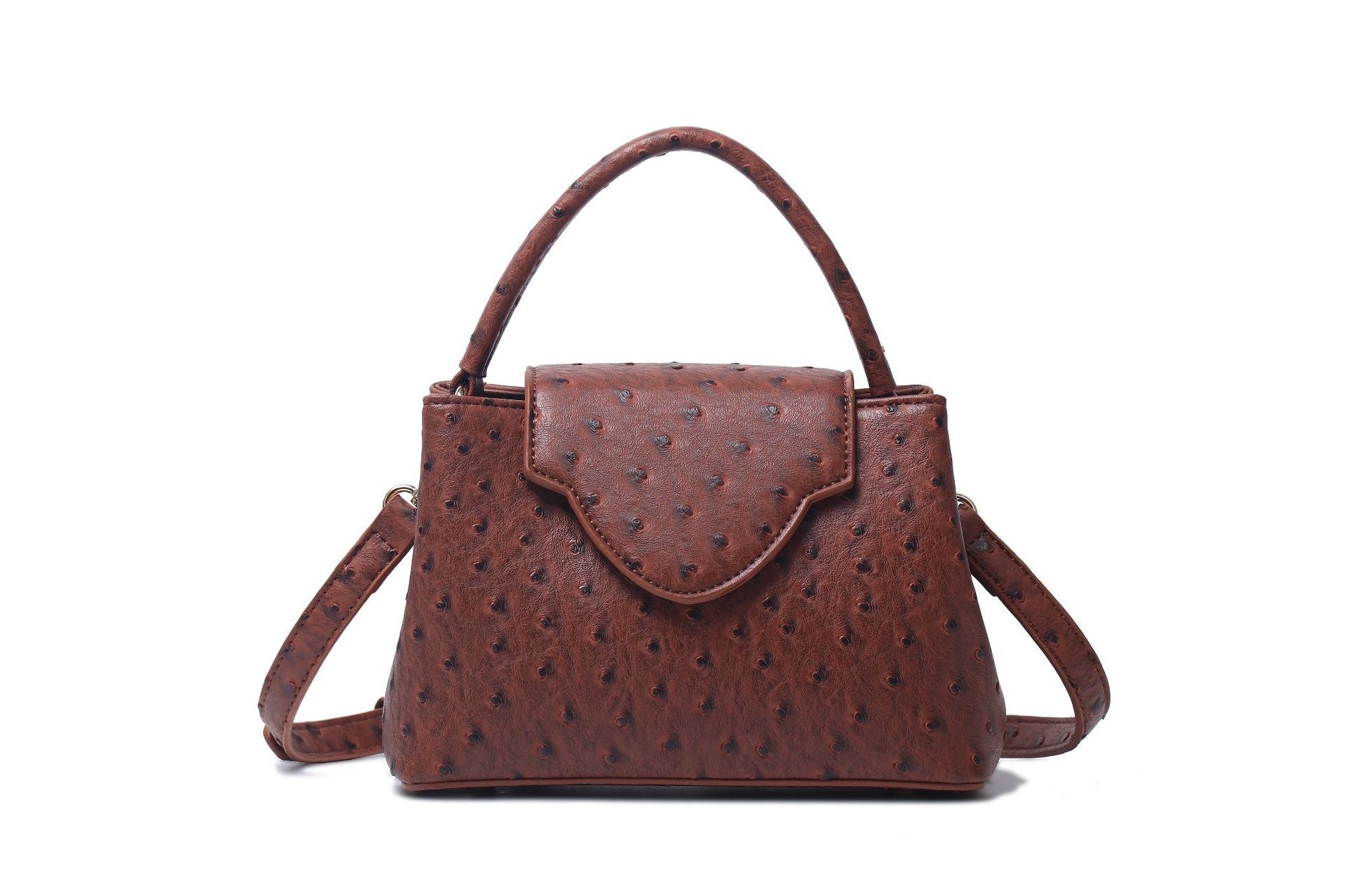 Women Bag Snake Pattern Handbag Top Product Ostrich Grain Shoulder Bag Messenger Bag One Size Ostrich Grain Coffee