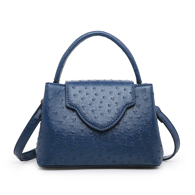 Women Bag Snake Pattern Handbag Top Product Ostrich Grain Shoulder Bag Messenger Bag One Size Ostrich Grain Blue