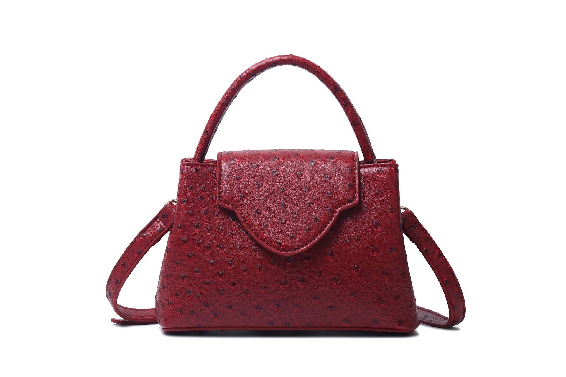 Women Bag Snake Pattern Handbag Top Product Ostrich Grain Shoulder Bag Messenger Bag One Size Ostrich Grain Red