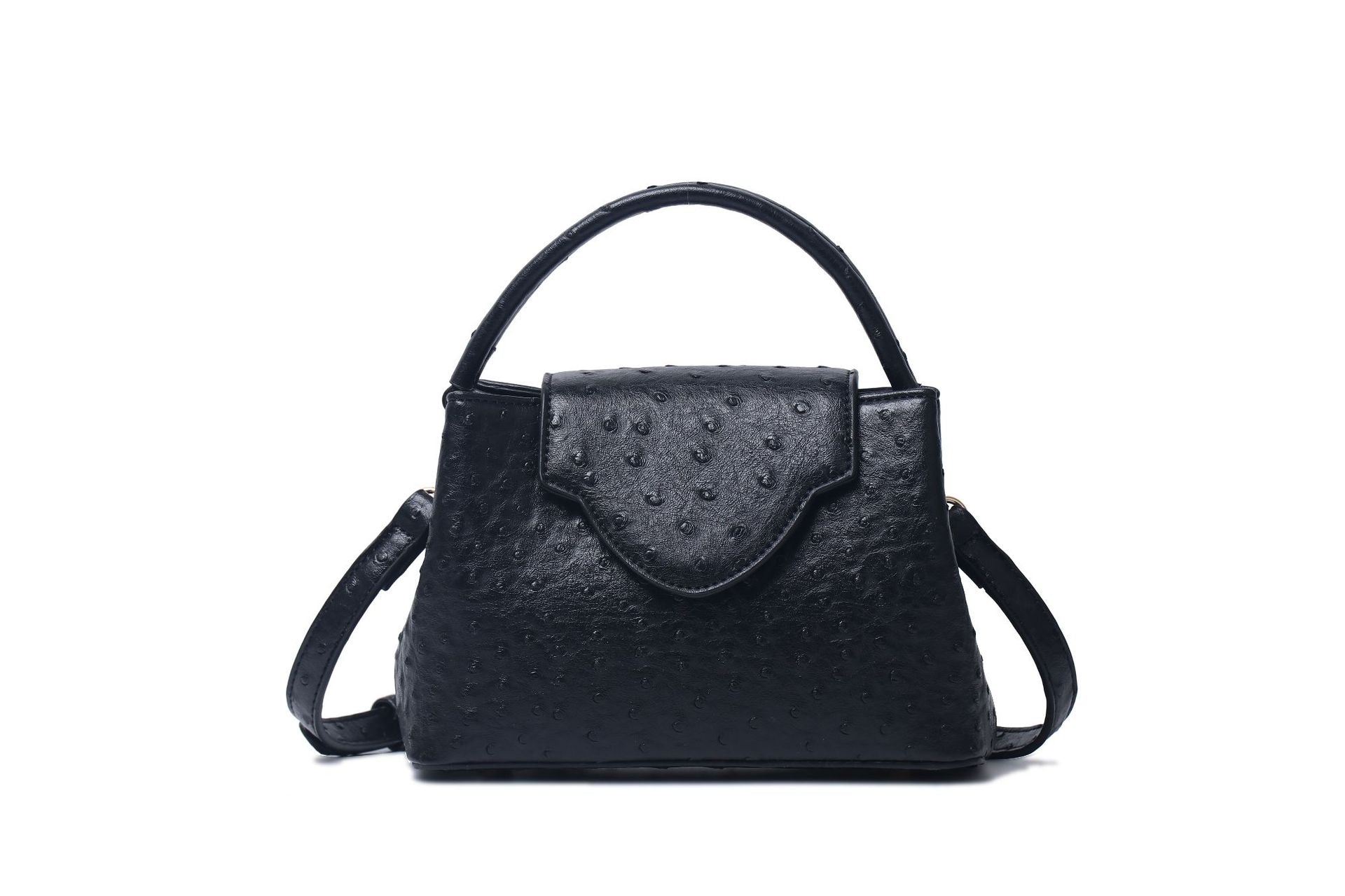 Women Bag Snake Pattern Handbag Top Product Ostrich Grain Shoulder Bag Messenger Bag One Size Ostrich Grain Black