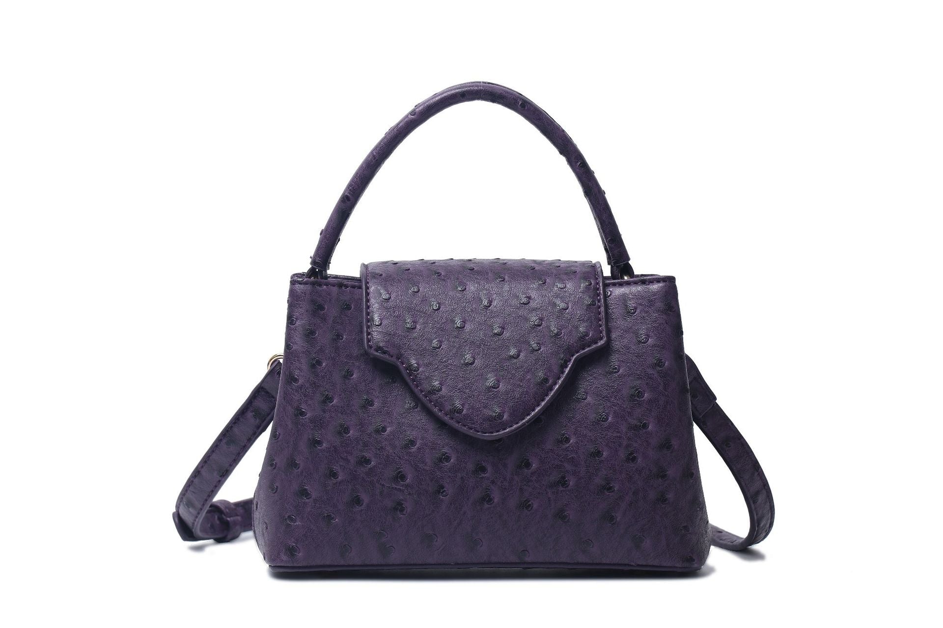 Women Bag Snake Pattern Handbag Top Product Ostrich Grain Shoulder Bag Messenger Bag One Size Ostrich Grain Purple