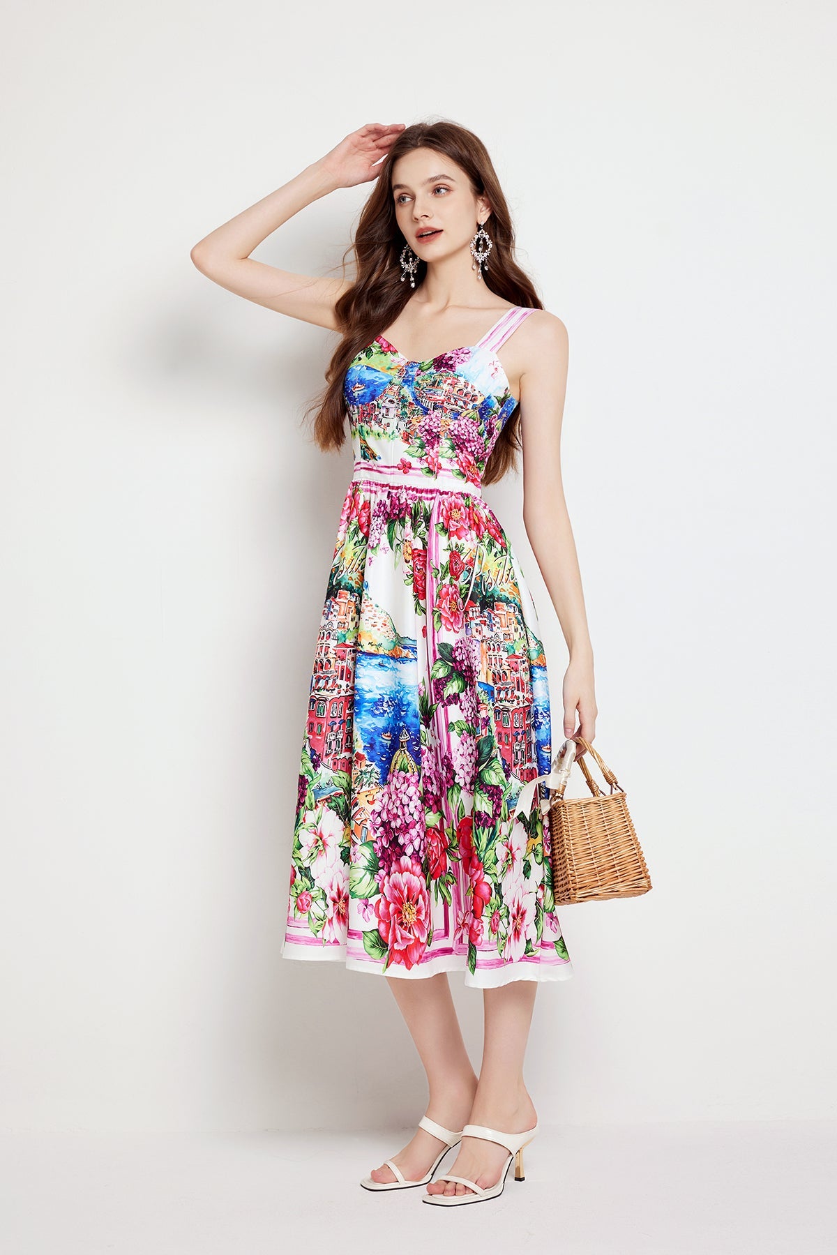 Women Summer Elegant Halter Print A Line Dress