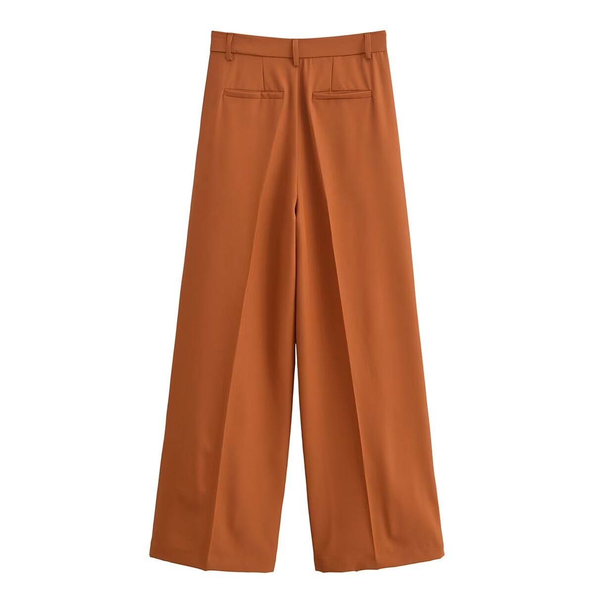 Women French Mid Waist Wide Faded Casual Trousers