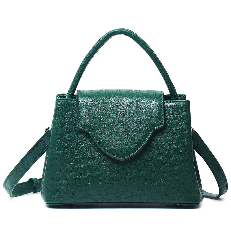 Women Bag Snake Pattern Handbag Top Product Ostrich Grain Shoulder Bag Messenger Bag One Size Ostrich Grain Green