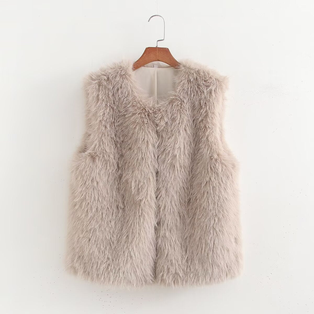 Winter Women Clothing Artificial Fur Horn Button Vest Jacket