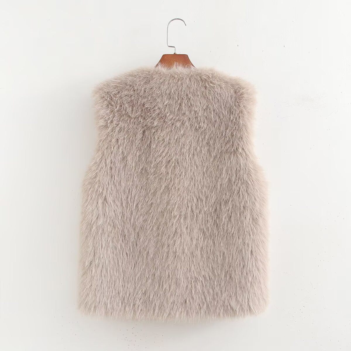 Winter Women Clothing Artificial Fur Horn Button Vest Jacket