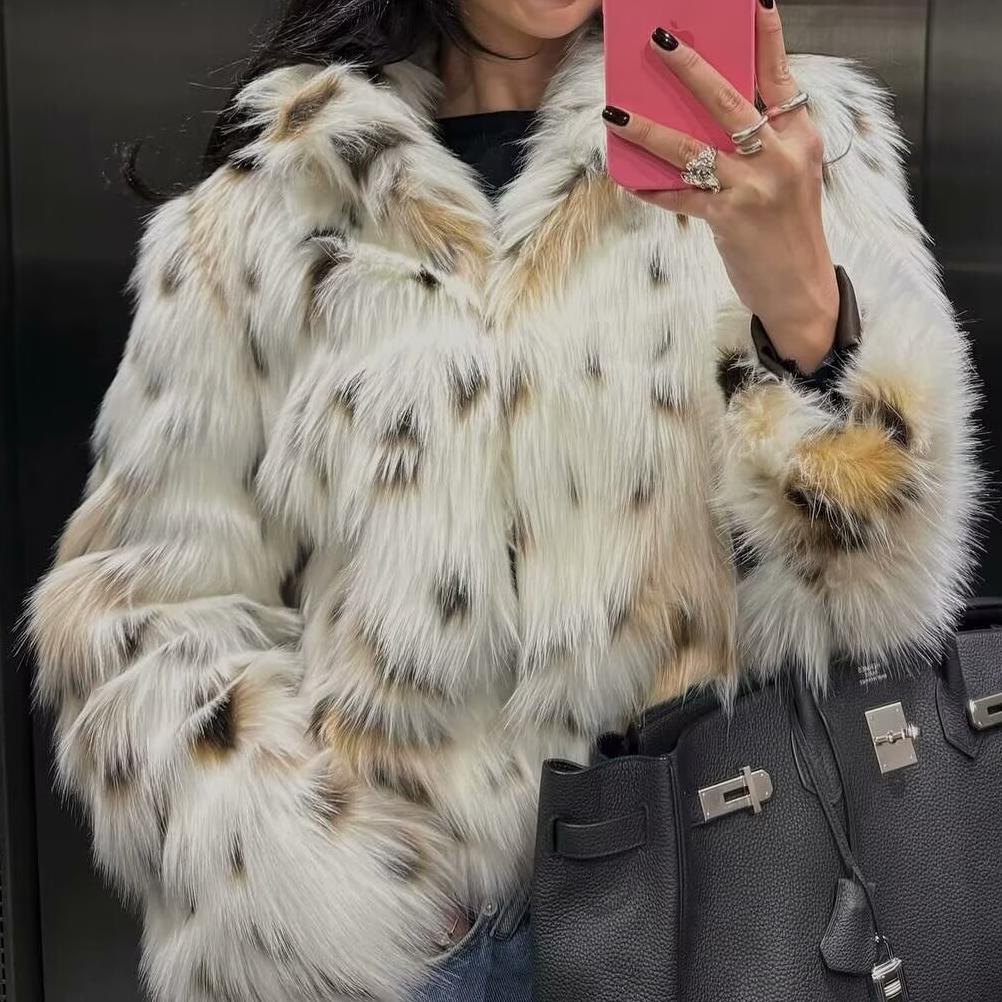 Women Stylish Simple Artificial Fur Effect Coat