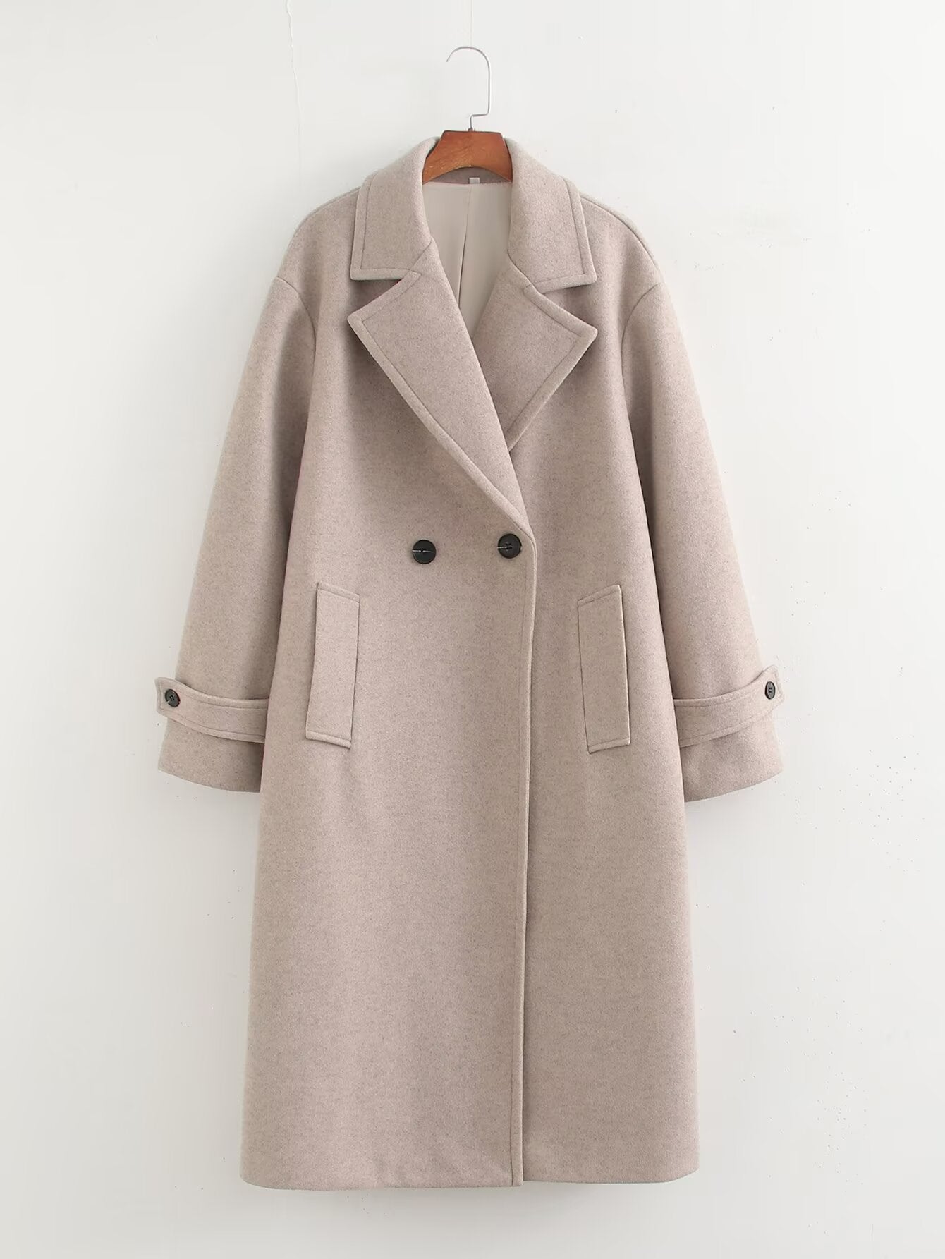 Women Clothing Autumn Elegant Soft Loose Overcoat Coat Khaki