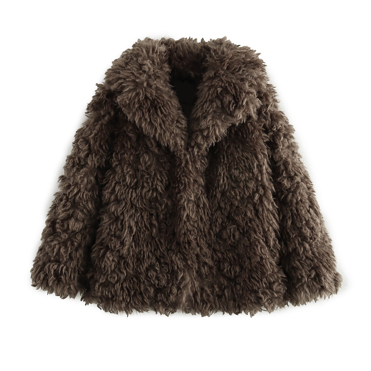 Women Clothing Autumn Winter Artificial Fur Effect Short Fur Coat Coat Coffee