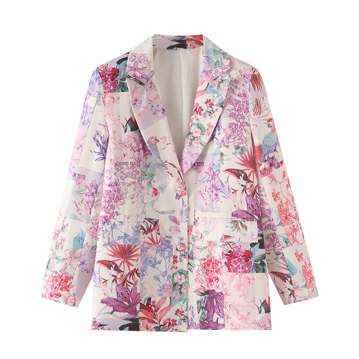 Women Clothing Autumn Women's Printed Blazer Small Blazers Fuchsia