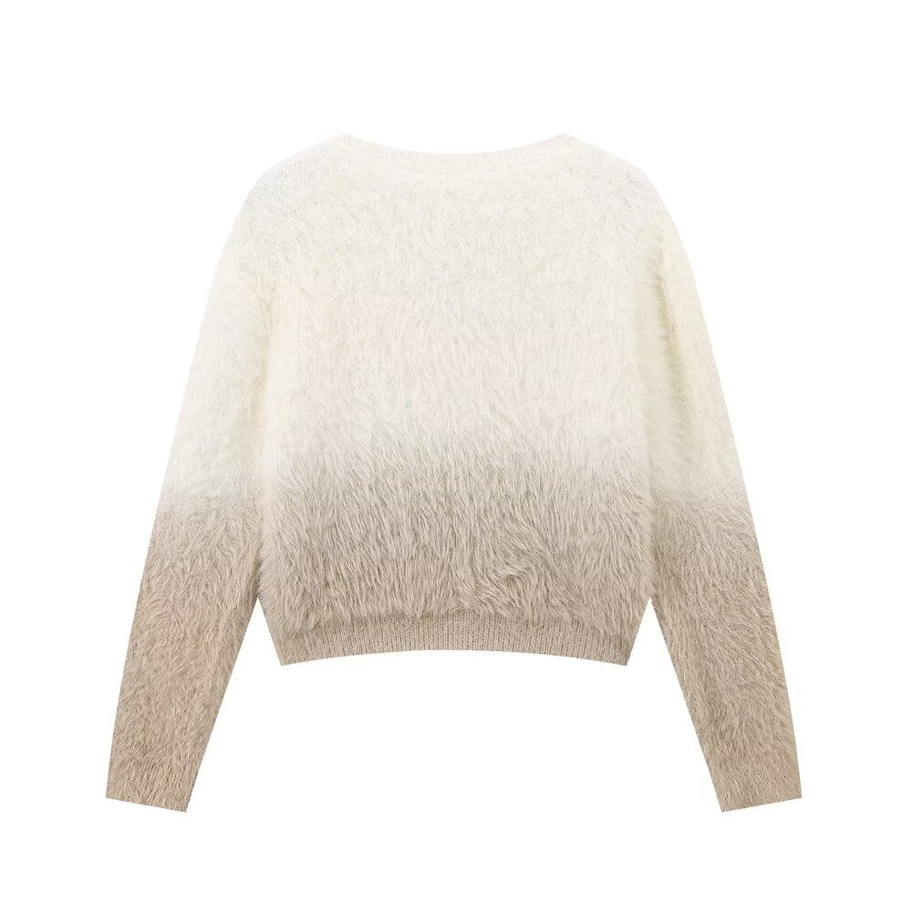 Women Clothing Autumn Winter Street V neck Casual Long Sleeve Knitted Open