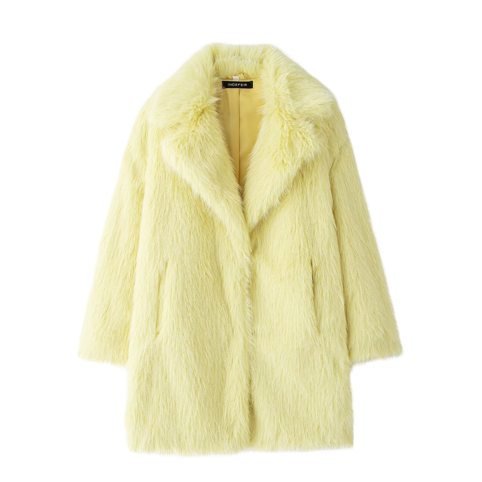 Winter Artificial Fur Effect Coat Coat Yellow