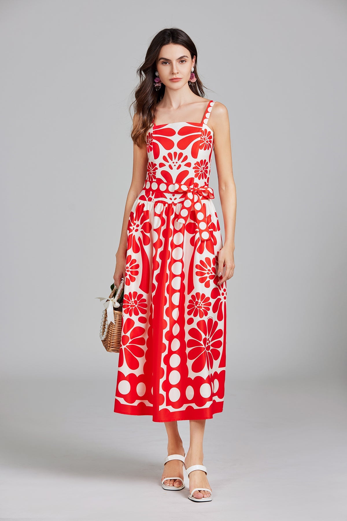 Women Summer Print Halter A Line Long Dress