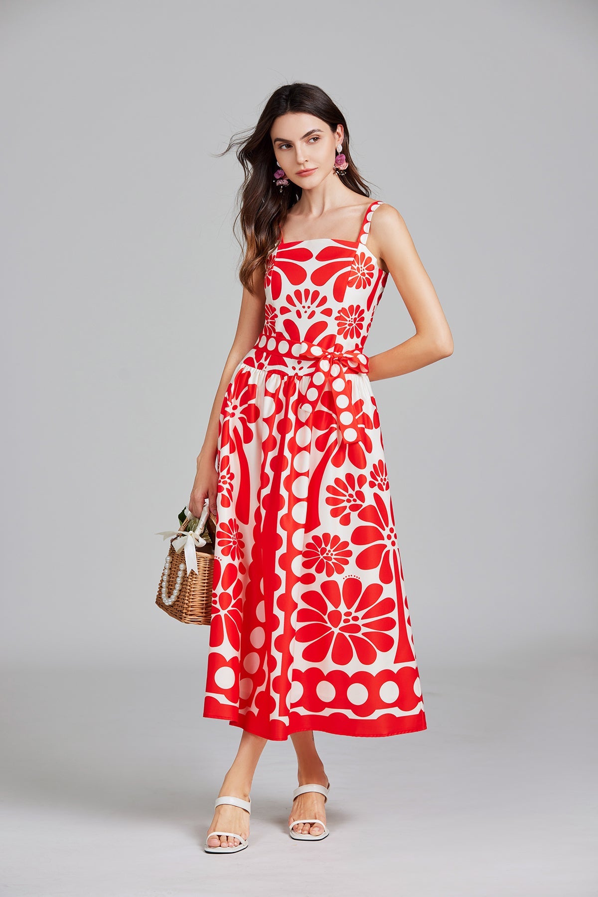 Women Summer Print Halter A Line Long Dress