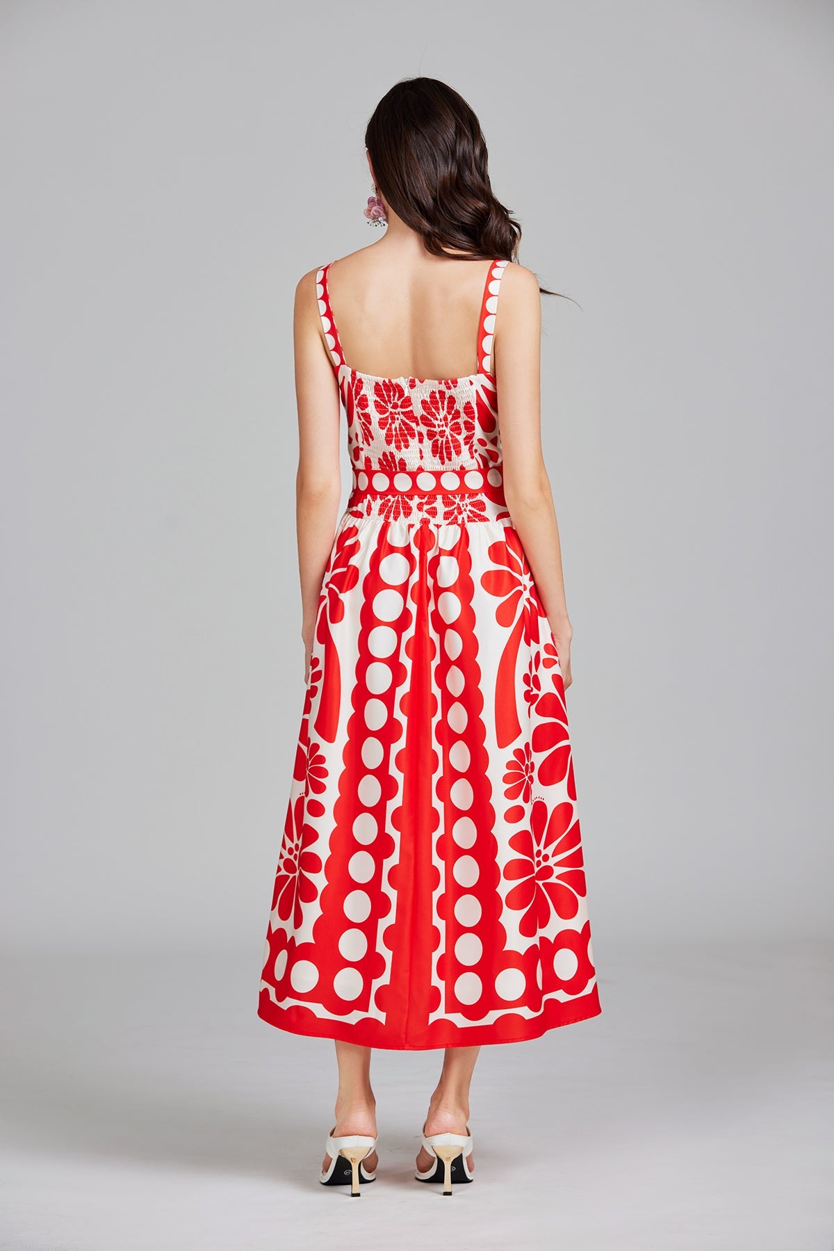 Women Summer Print Halter A Line Long Dress