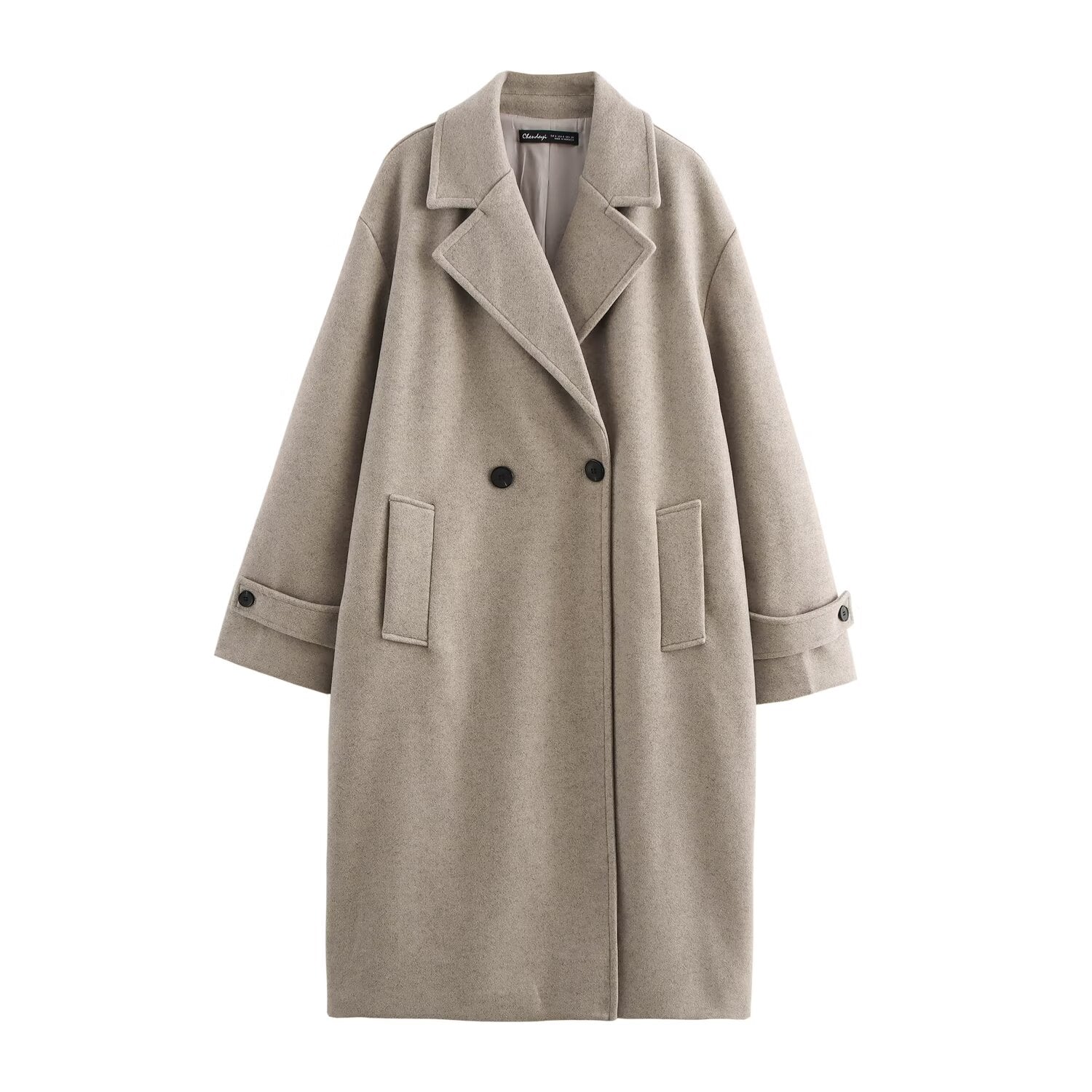 Women Clothing Autumn Winter Elegant Trench Coat Coat Woolen Loose Overcoat