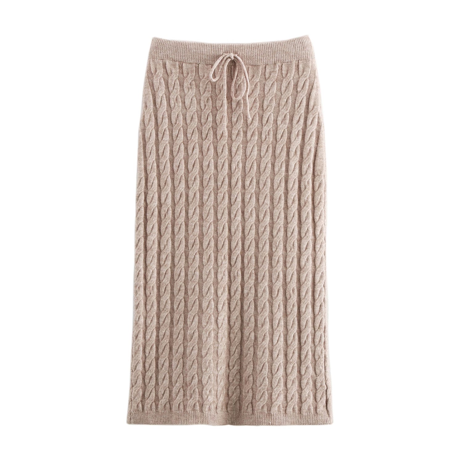 Women Clothing Winter round Neck Cable Knit Pullover Long Sleeve Sweaters Mid Length Skirt Set