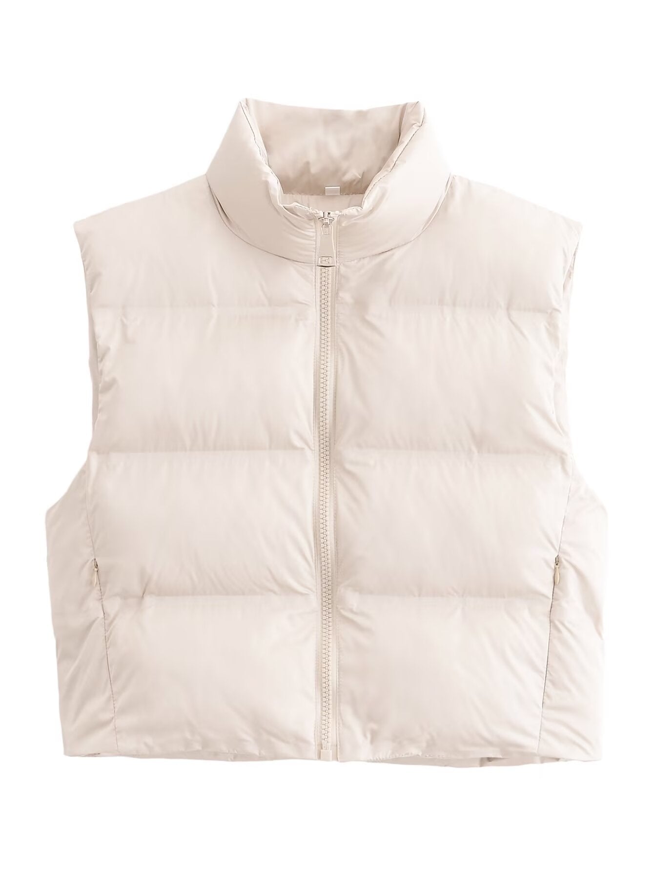 Women Clothing Autumn Winter Zipper Thermal Adhesive Cotton Padded Vest White