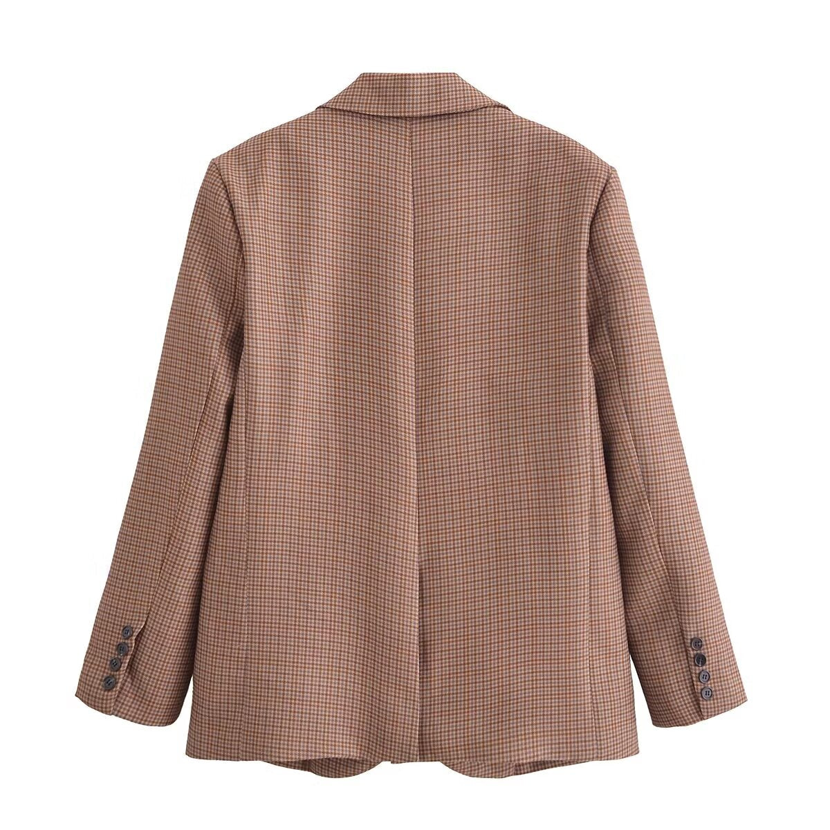 Winter Button Plaid Long Sleeve Blazer Women Clothing