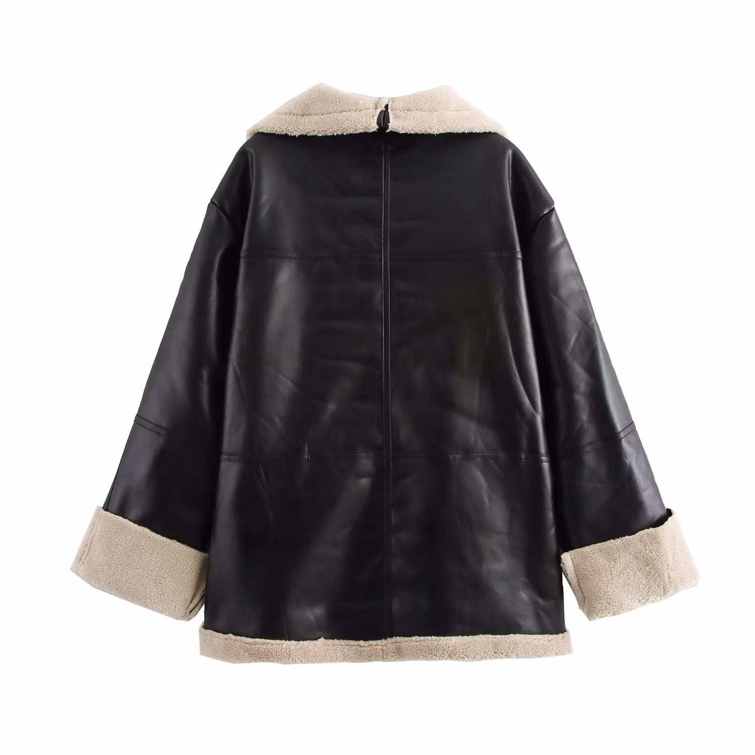 Women Street Zipper Long Sleeve Pocket Decoration Collared Jacket