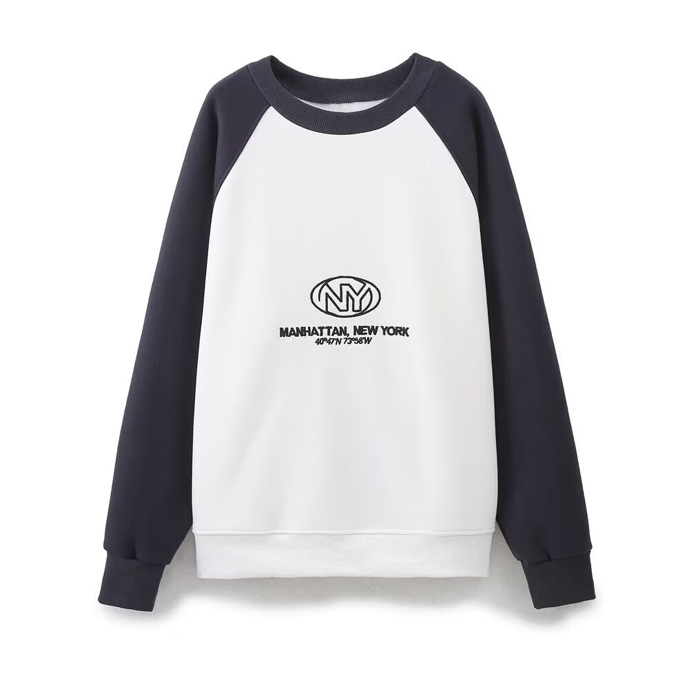 Women Clothing Spring Casual Office Character Embroidery Decoration Sports Sweater for Women