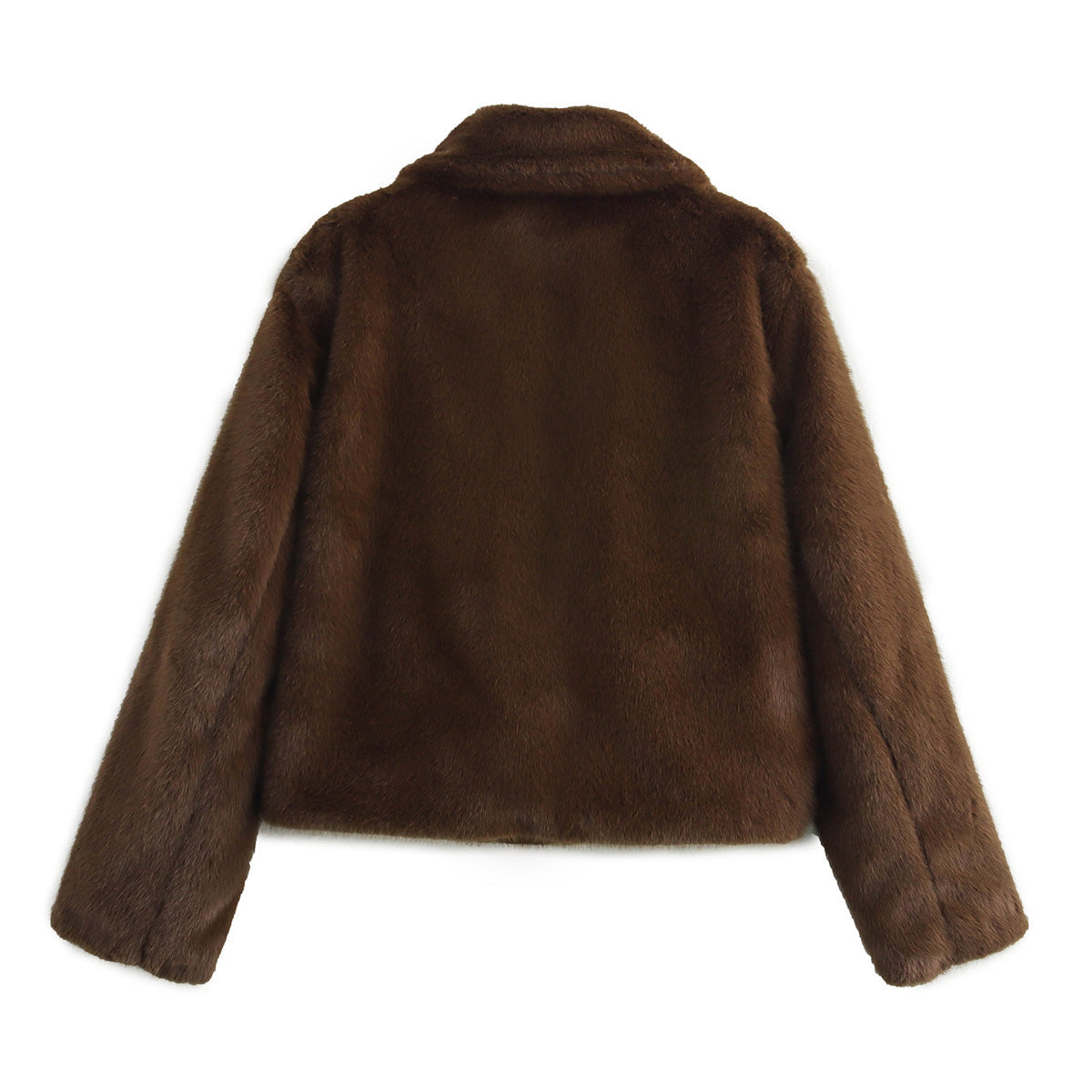 Women Clothing Brown Fluffy Artificial Hair Leather Jacket Coat