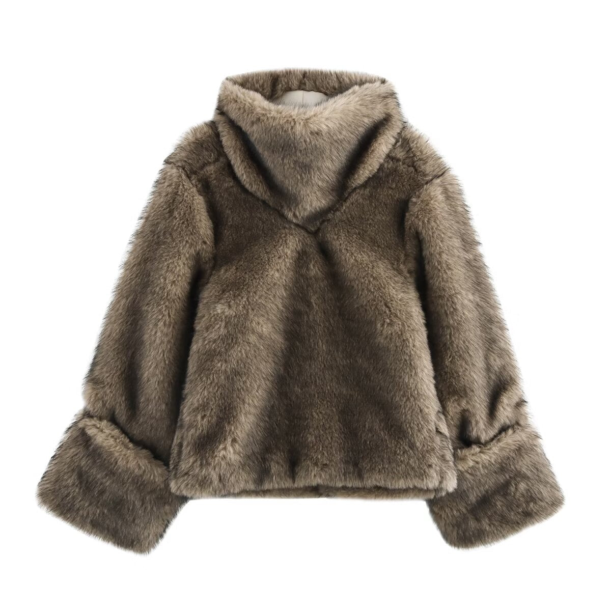 Artificial Fur Sweater Coat for Women Autumn Winter Sexy Furry Thermal Head Cover Top