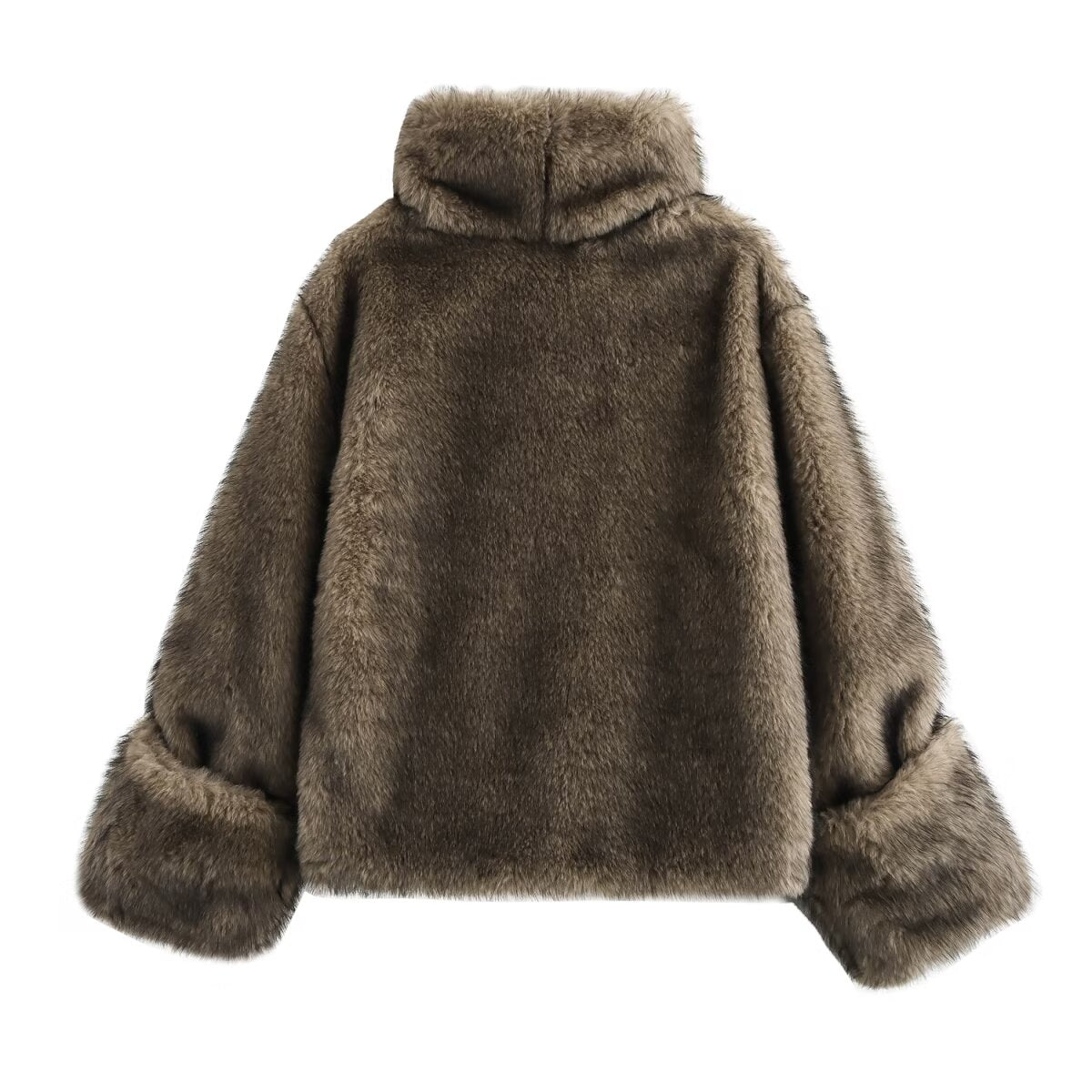 Artificial Fur Sweater Coat for Women Autumn Winter Sexy Furry Thermal Head Cover Top