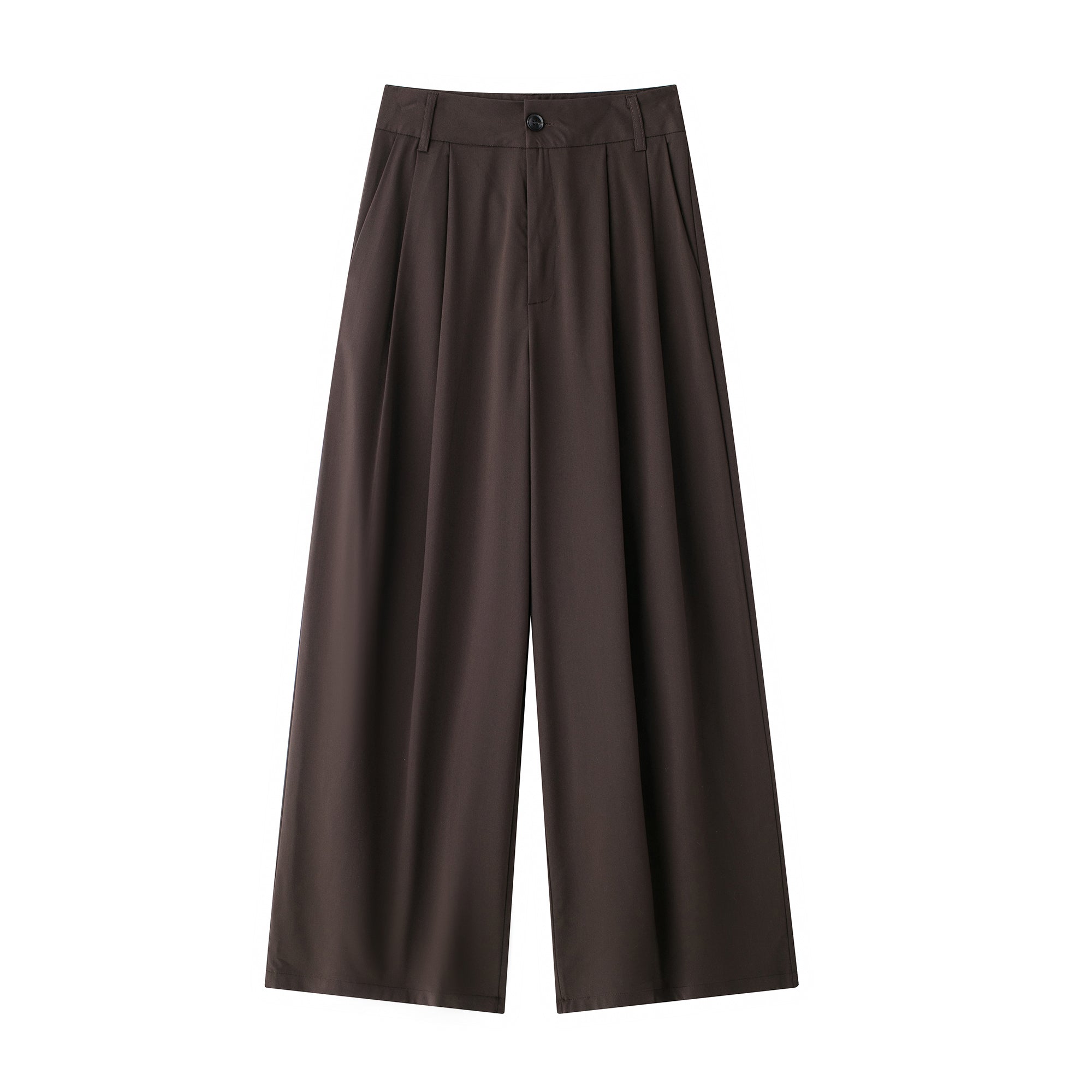 Women Wide Pleated Elegant All Match Casual Culottes Brown