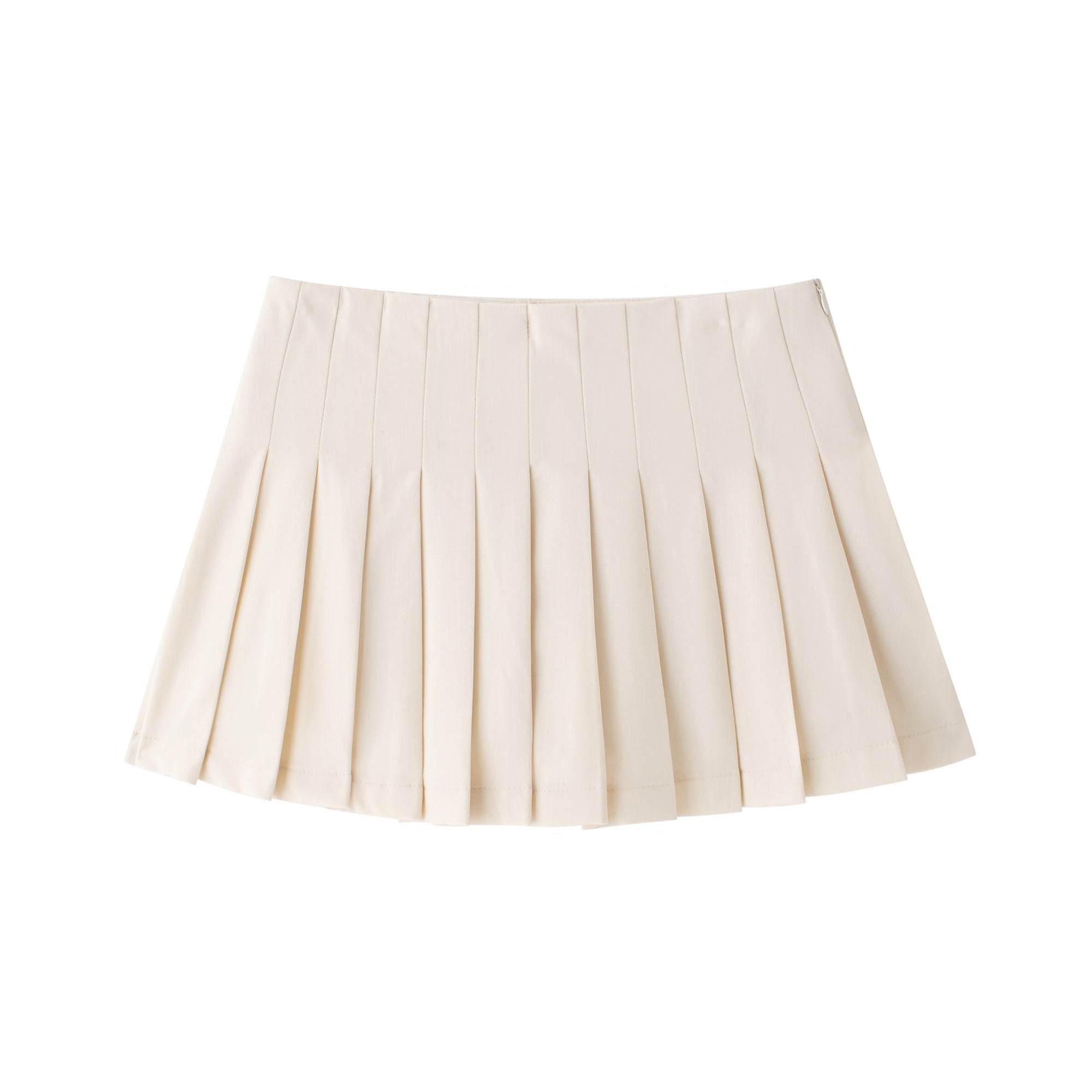 Women Clothing Spring Autumn Fashionable Temperamental All Match High Waist Pleated Skirt Ivory