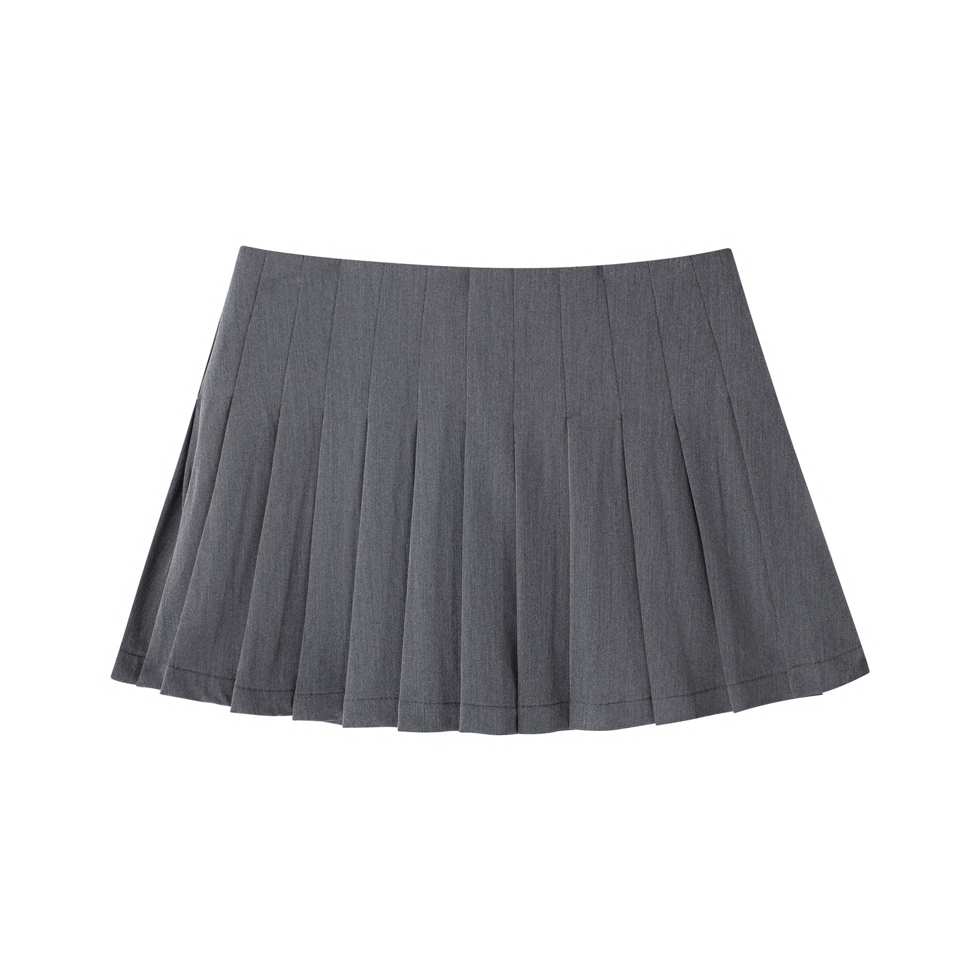 Women Clothing Spring Autumn Fashionable Temperamental All Match High Waist Pleated Skirt Gray