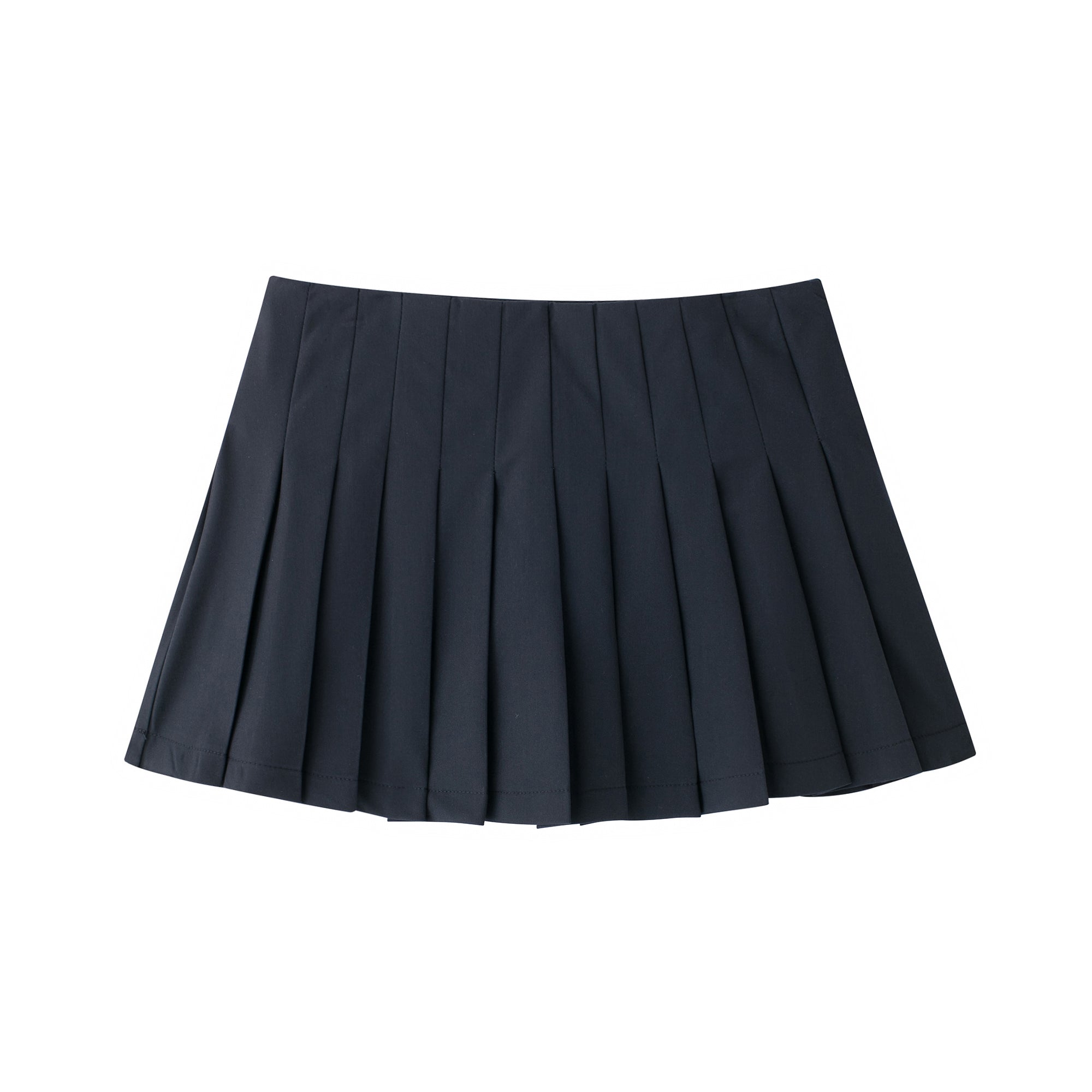 Women Clothing Spring Autumn Fashionable Temperamental All Match High Waist Pleated Skirt Navy Blue