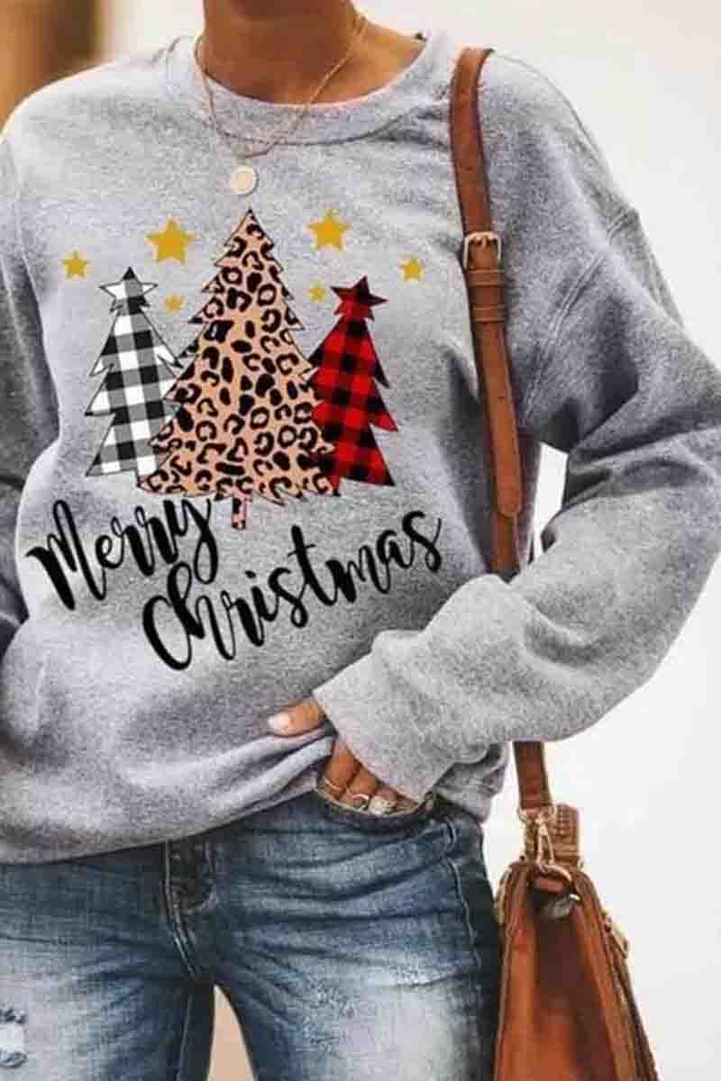 Women's Cotton Fleece Casual Print Warm Cozy Sweatshirt