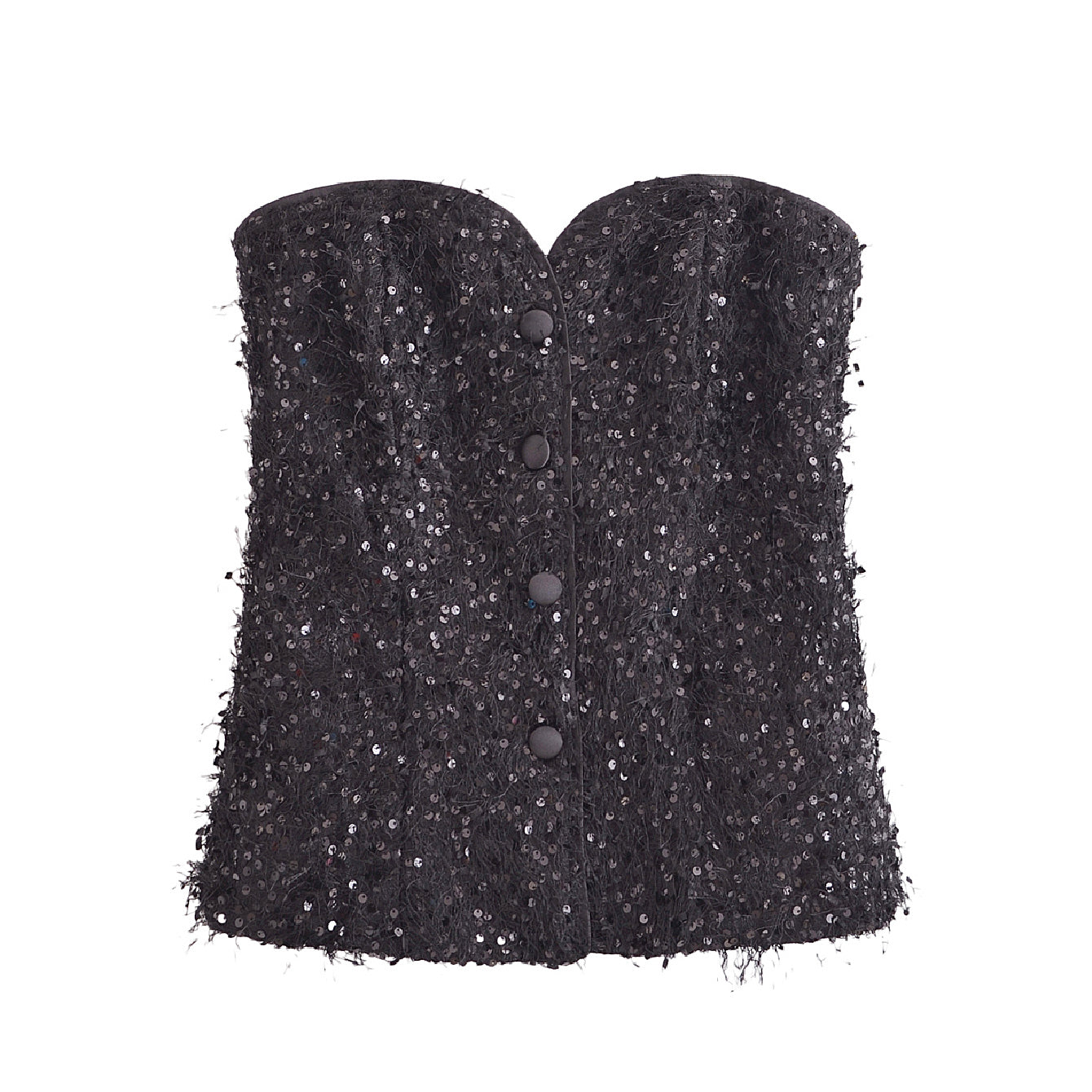 Women Sexy Sequin Decorated Tassel Tops Black