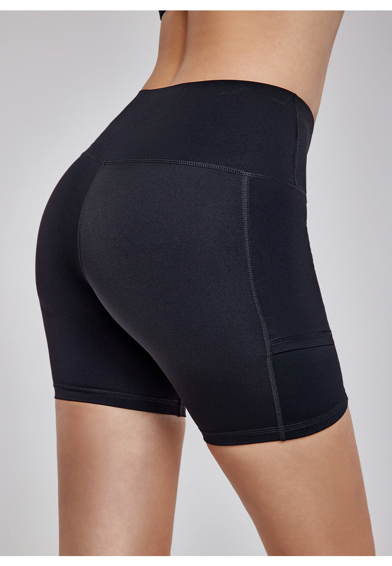 7A Antibacterial Yoga Shorts High Waist Hip Lift Nude Feel Lycra Fitness Shorts Women Peach Hip Tight Exercise Shorts Black