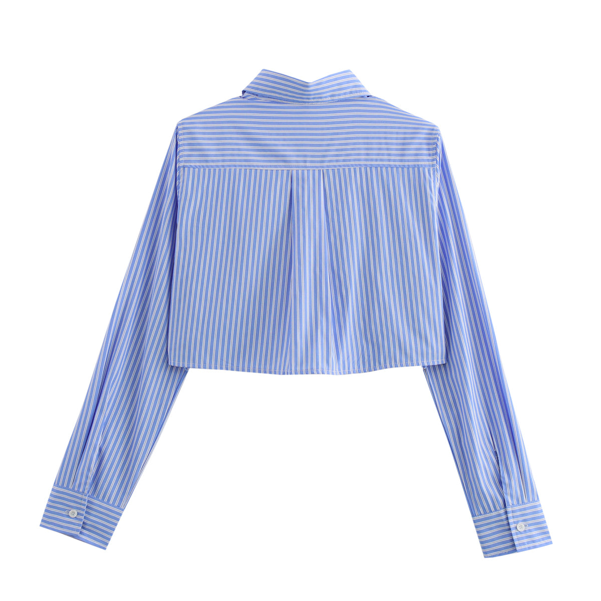 Women Clothing All Match Blue Stripes Long Sleeve Shirt Top Spring Autumn