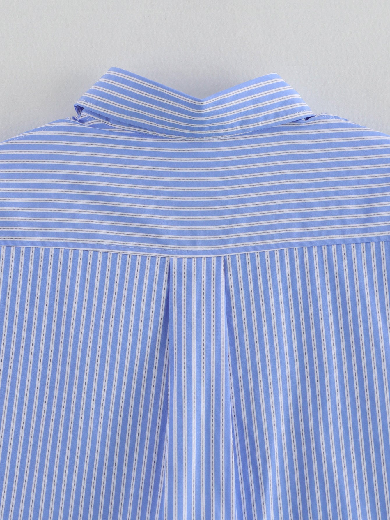 Women Clothing All Match Blue Stripes Long Sleeve Shirt Top Spring Autumn