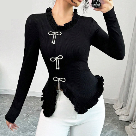 T shirt Popular Knitwear Butterfly Slim Fit Slimming Irregular Asymmetric Top