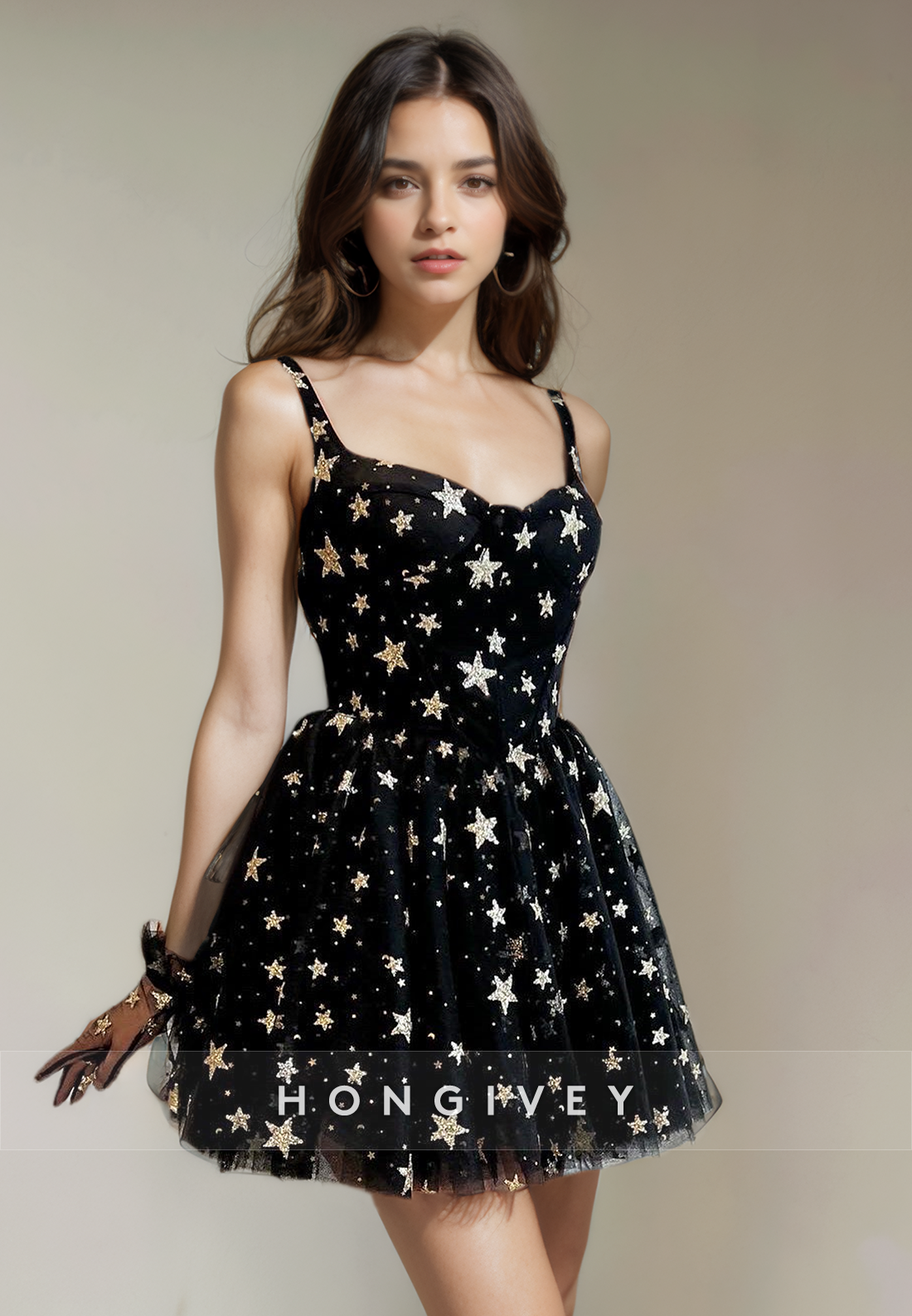 Aline Sweetheart Spaghetti Straps Appliques Short Party Homecoming Dress