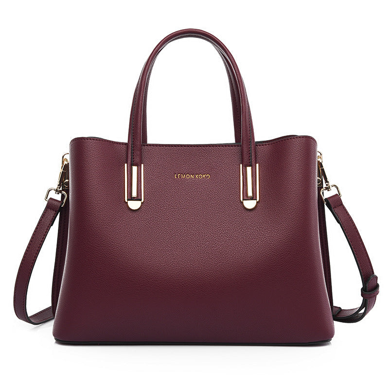 Women Handbags Large Capacity Shoulder Bag Elegant Soft Leather Mother Bag Office Women Bag Crossbody One Size Burgundy